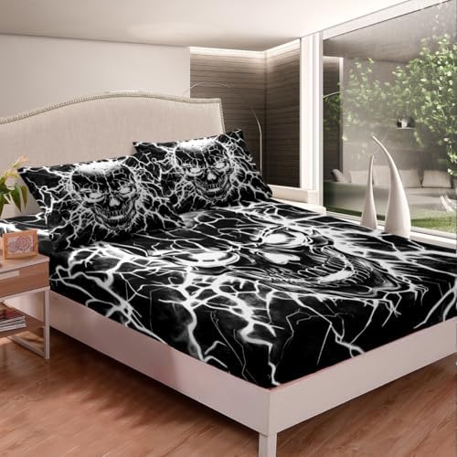 Manfei Halloween Fitted Sheet Set with Pillowcases Queen Size