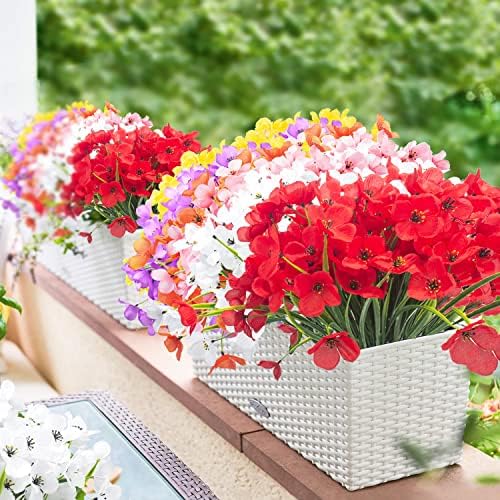 20 Bundles Artificial Flowers Silk White Outdoor Decor