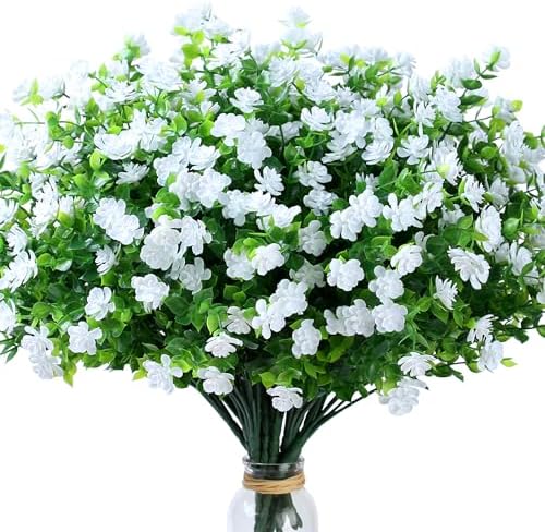 SITUMEIZI 8 Bundle UV Resistant Fake Shrubs Artificial Flowers