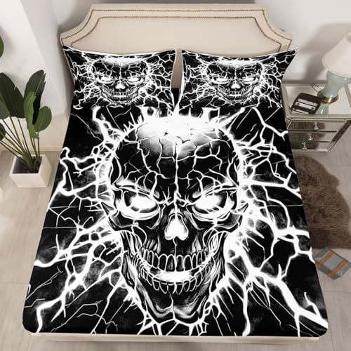 Manfei Halloween Fitted Sheet Set with Pillowcases Queen Size
