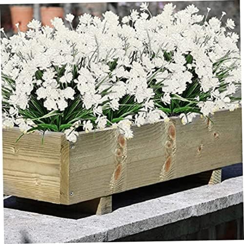 6 Bundles UV Resistant Artificial Flowers Bouquet 7 Stems 37cm White