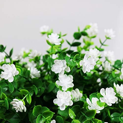 YOSICHY 6-Pack Artificial White Flowers Outdoor Decor