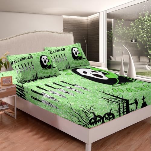 Manfei Halloween Fitted Sheet Set Queen Size 1