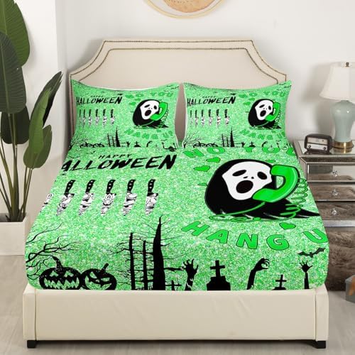 Manfei Halloween Fitted Sheet Set Queen Size 1