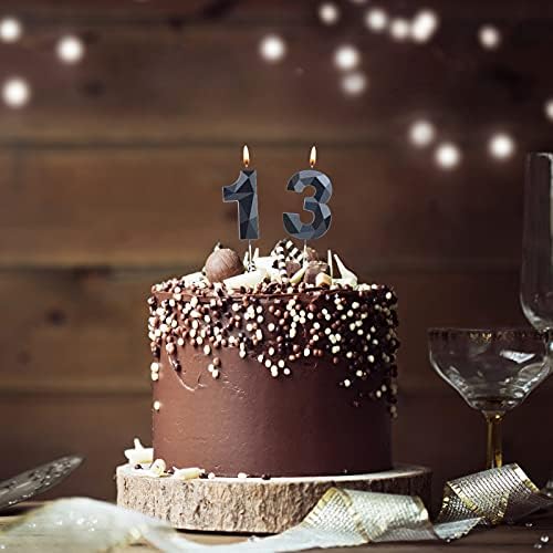 Nuanchu 13th Birthday Candles Black Number 13 Cake Topper