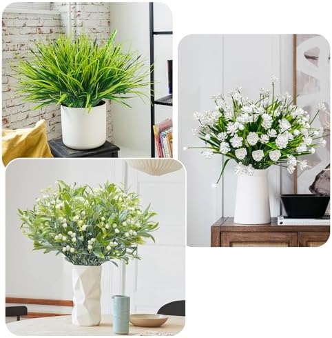 Ruidazon 36 Pcs Artificial Flowers Mixed White Outdoor Decor