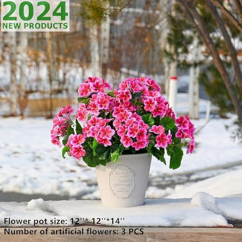 QIANYUN Artificial Geranium Flowers UV Resistant