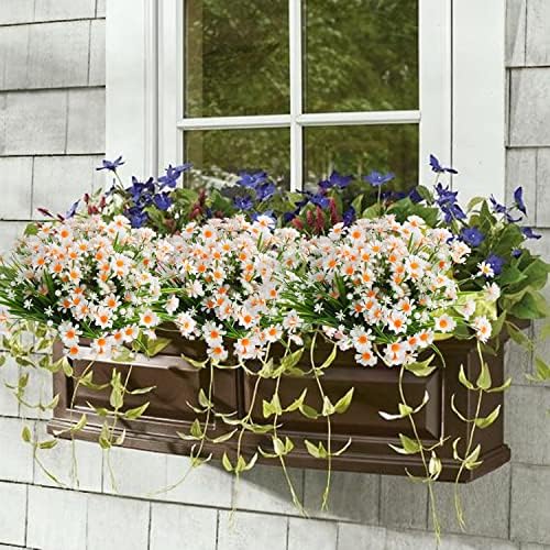 KIMOBER 8 Bundle Artificial White Daisy Flowers