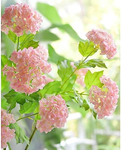FiveSeasonStuff Blush Pink Snowball Viburnum Artificial Flowers 2 Stems 1