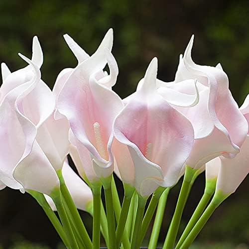 20 Piece Pink Calla Lily Artificial Flower Set with Glass Vase