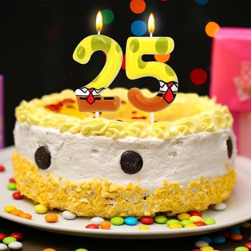 Yellow Sponge Number 25 Birthday Candle