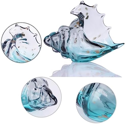 Hand Blown Gray Glass Conch Statue Decor 1