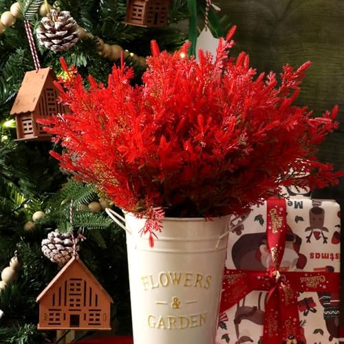 8PCS Artificial Cedar Plants for Home Garden Holiday Decor