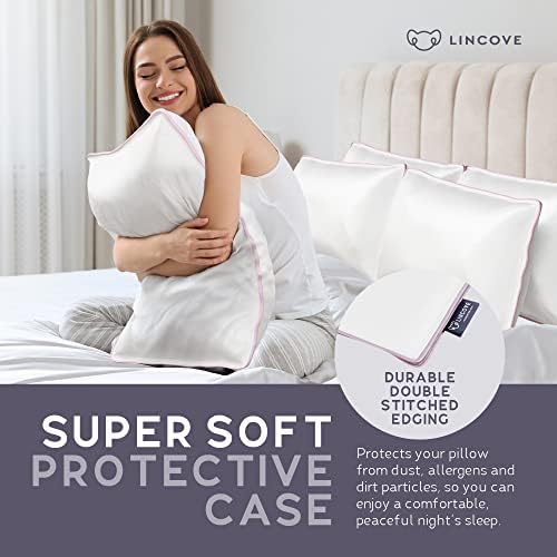 Lincove 100 Cotton Sateen Pillow Protector - Zipper Closure - 500 Thread Count - 13x18
