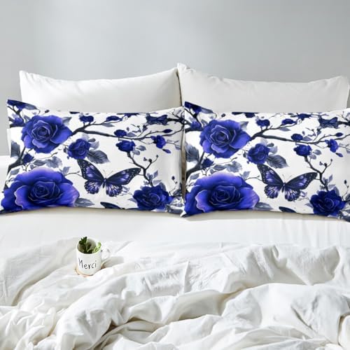 Manfei Botanical Floral Fitted Sheet Set with 2 Pillowcases