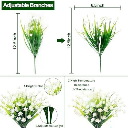 TURNMEON Artificial Flowers 12 Bundles for Outdoor Decor