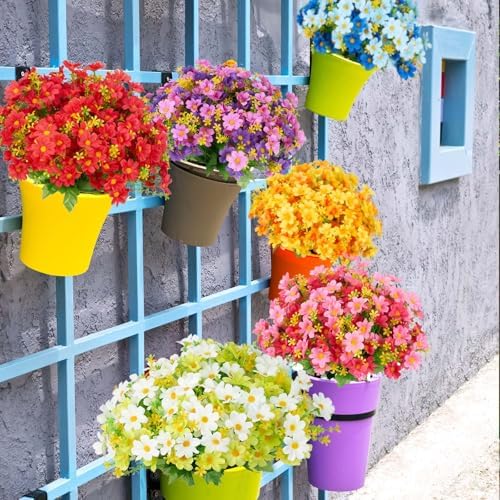 10 Bundles White Fake Flowers for Outdoor Decor