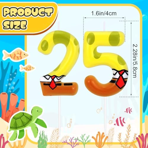 Yellow Sponge Number 25 Birthday Candle