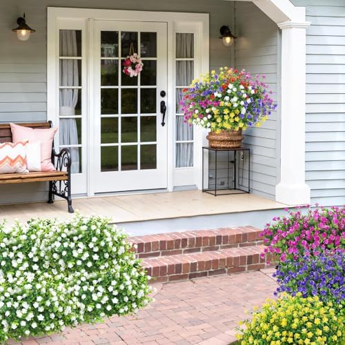 Bassion 20 Bundles Artificial Flowers for Outdoor Decor