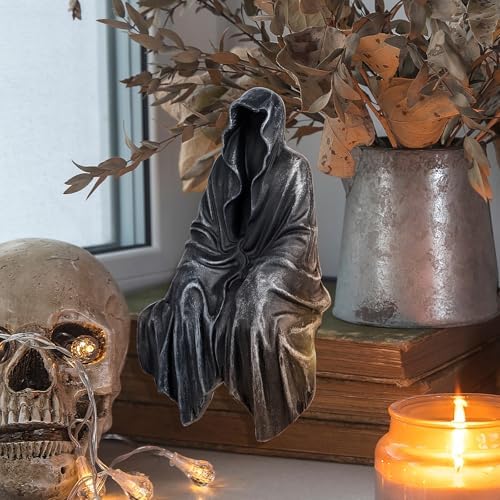 Gothic Resin Sitting Statue with Black Robe Design 1
