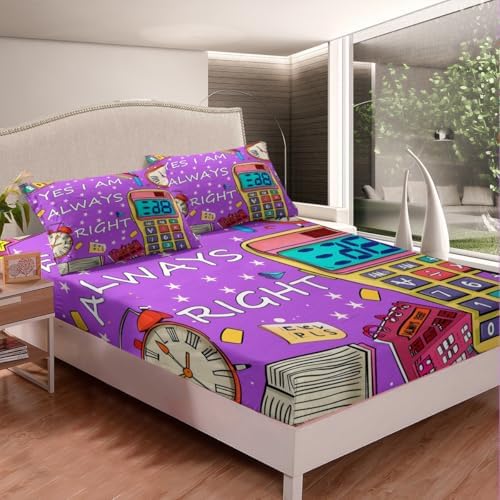 Manfei Geometry Science Fitted Sheet Queen Size 1