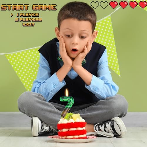 7th Pixel Miner Birthday Candles TNT Themed Decorations