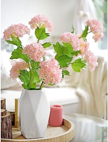 FiveSeasonStuff Blush Pink Snowball Viburnum Artificial Flowers 2 Stems 1