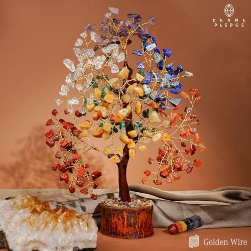 KARMAPLEDGE 7 Chakra Crystal Tree of Life Decor