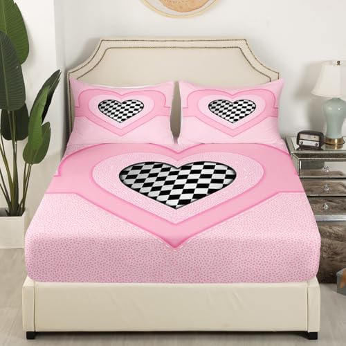 Manfei Racing Checkered Flag Fitted Sheet Set Queen Size