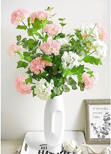 FiveSeasonStuff Blush Pink Snowball Viburnum Artificial Flowers 2 Stems 1