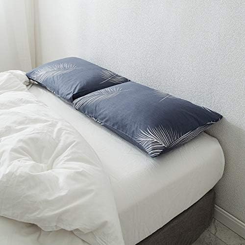 SUSYBAO Cotton Pillowcases Set of 2 Queen Size Blue Botanical Pattern