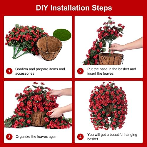 INXUGAO Hanging Baskets Artificial Daisies with Red Basket