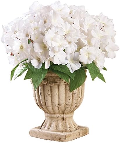 Collections Etc Artificial Impatiens Bush Set of 3 White