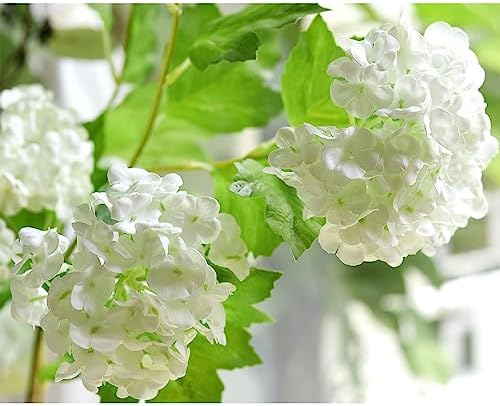 FiveSeasonStuff Summer White Snowball Viburnum Artificial Flowers 2 Stems