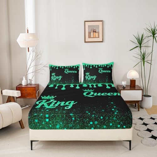 Manfei King and Queen Fitted Sheet Set with 2 Pillowcases