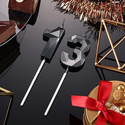 Nuanchu 13th Birthday Candles Black Number 13 Cake Topper