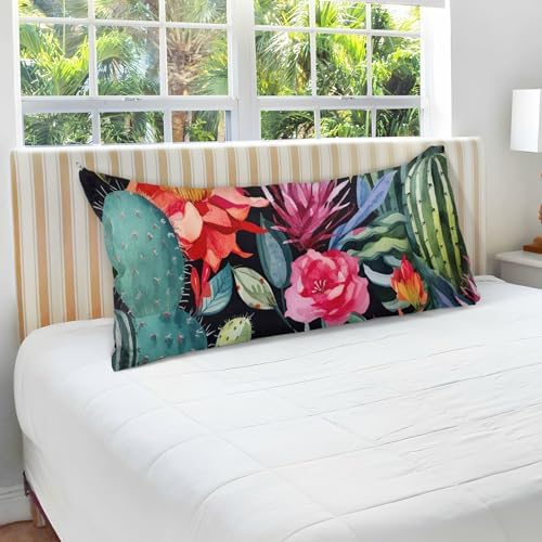 GAIGEO Flower Wallpaper Black Pillow Covers with Zipper