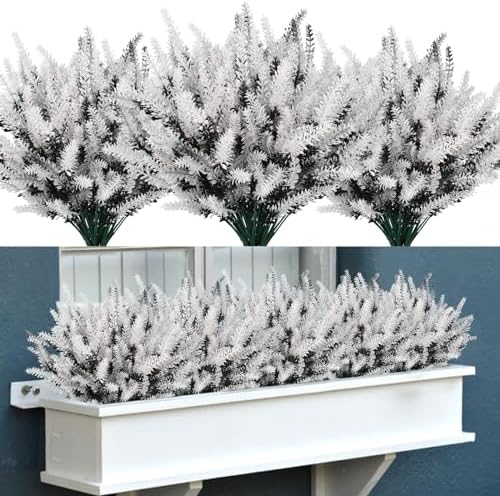 RECUTMS Artificial Lavender Flowers Bouquets 12 Pcs UV Resistant