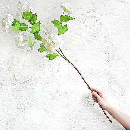 FiveSeasonStuff Summer White Snowball Viburnum Artificial Flowers 2 Stems