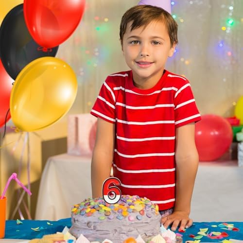 Cartoon Birthday Candle Numeral 6 Cake Topper for Decor