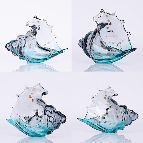 Hand Blown Gray Glass Conch Statue Decor 1