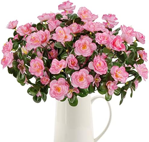 GTIDEA Artificial Azalea Bouquet for Outdoor Decor Pink