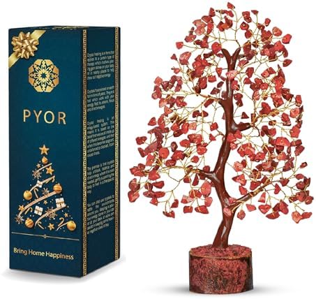 PYOR Red Jasper Crystal Bonsai Tree Sculpture