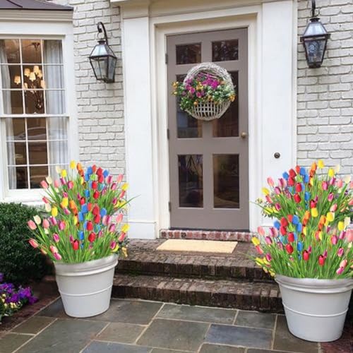 10 Bundles Artificial Tulips UV Resistant Home Decor