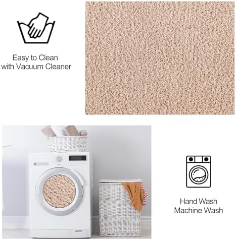 FlyDOIT 4x6 Ivory Memory Foam Rug