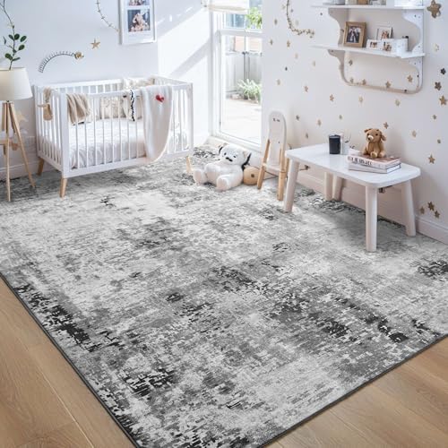 Ompaa 6x9 Gray Boho Area Rug - Non Slip Machine Washable