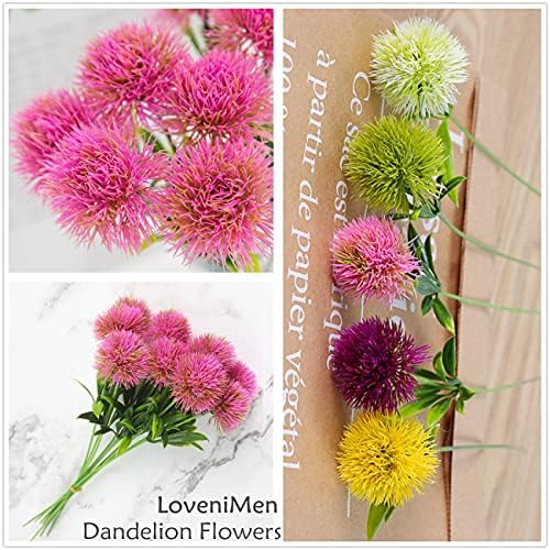 Fake Dandelion Flowers Pink 10 Pcs Artificial Decor