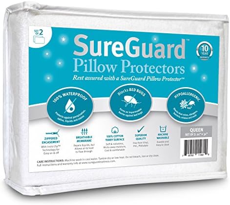 SureGuard Pillow Protectors Set of 2 Queen Size 1