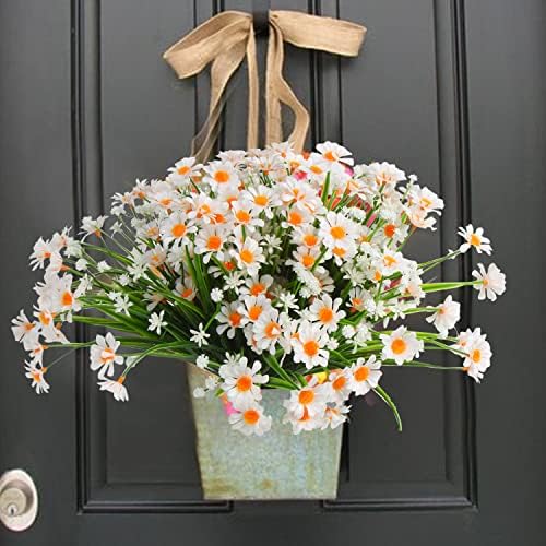 KIMOBER 8 Bundle Artificial White Daisy Flowers