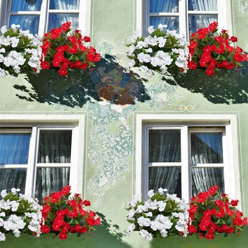 MelorcaGuilla 4PCS Artificial Impatiens for Outdoor Decor